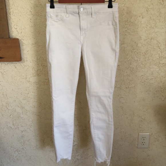 Good American Good Legs High Rise Distressed White Denim Jeans - Picture 2 of 10